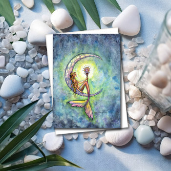 Mermaid Card By Molly Harrison Mermaid Moon by robmolily at Zazzle