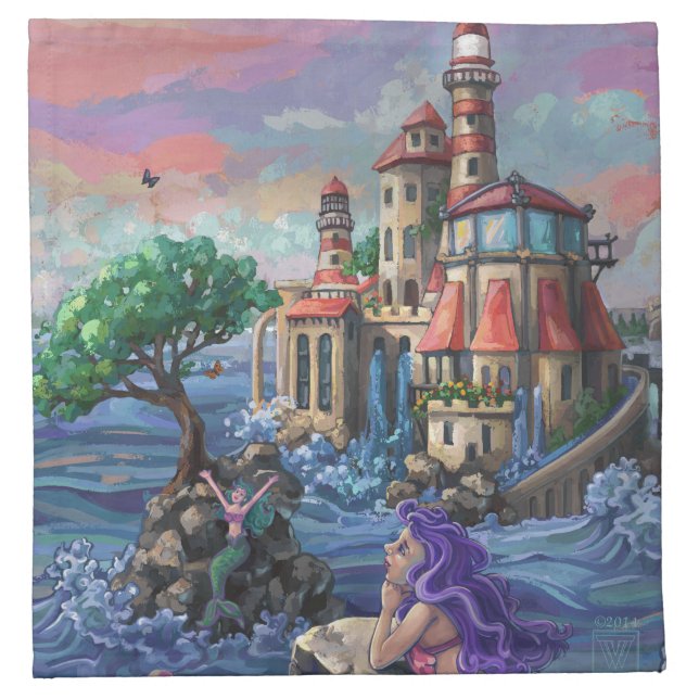 Mermaid Castle Cloth Napkin (Front)