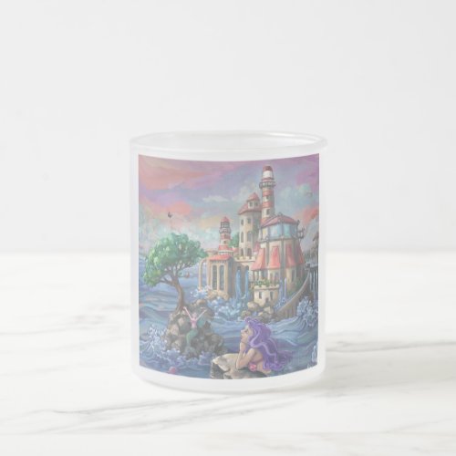 Mermaid Castle Frosted Glass Coffee Mug