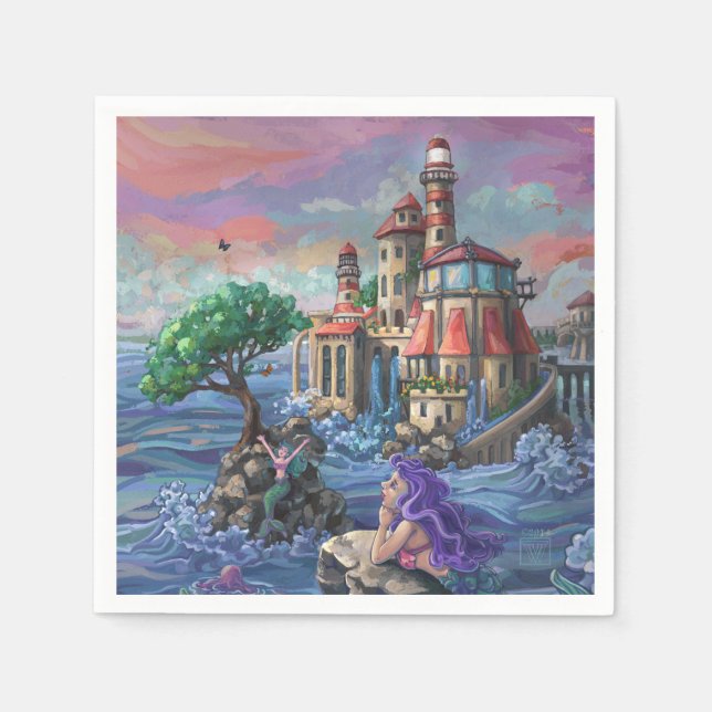 Mermaid Castle Paper Napkins (Front)