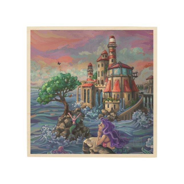 Mermaid Castle Wood Wall Decor (Front)