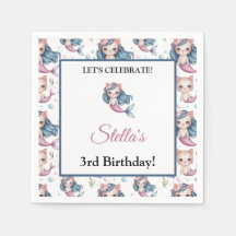 Mermaid Cat Birthday Personalized Name & Age Party