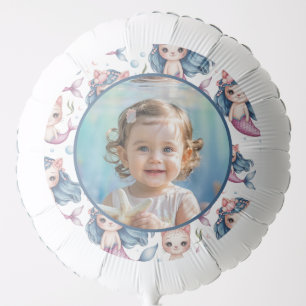Mermaid Cat Birthday Photo Balloon Under the Sea
