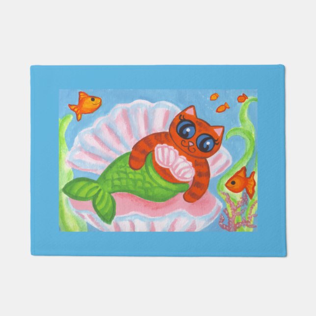 Mermaid Cat Doormat Rug  (Front)