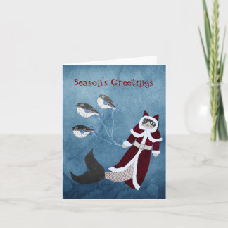 Mermaid cat Folded Holiday Card