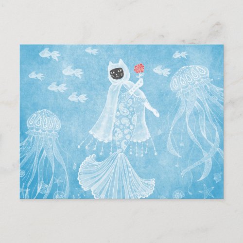 Mermaid cat Icy princess Postcard