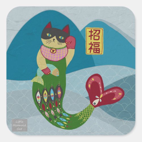 Mermaid Cat maneki neko Sticker