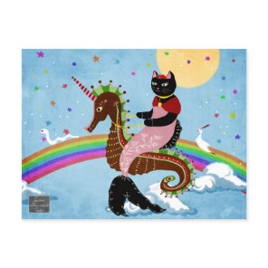 Mermaid Cat on the Rainbow Postcard