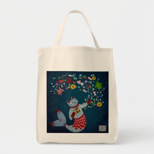 Mermaid cat open heart Tote Bag