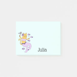 Mermaid Cat Personalized Post-it Notes