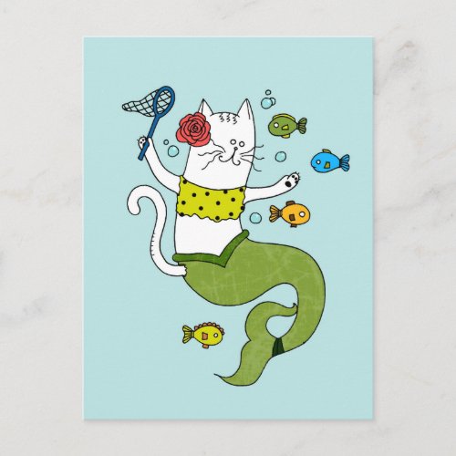 Mermaid Cat Postcard