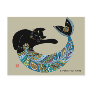 Mermaid cat postcard