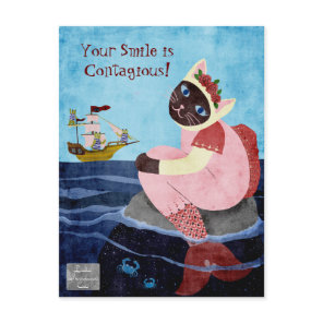 Mermaid cat smiling Postcard