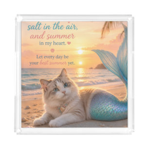 Mermaid Cat Summer Vibes – Sunshine on My Mind Acrylic Tray