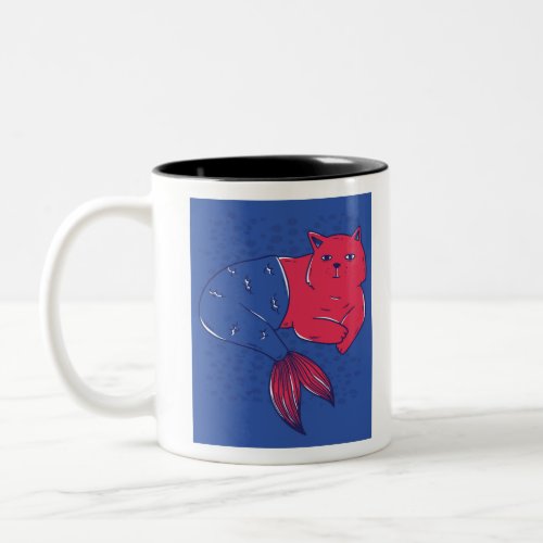 Mermaid Cat Two-Tone Coffee Mug