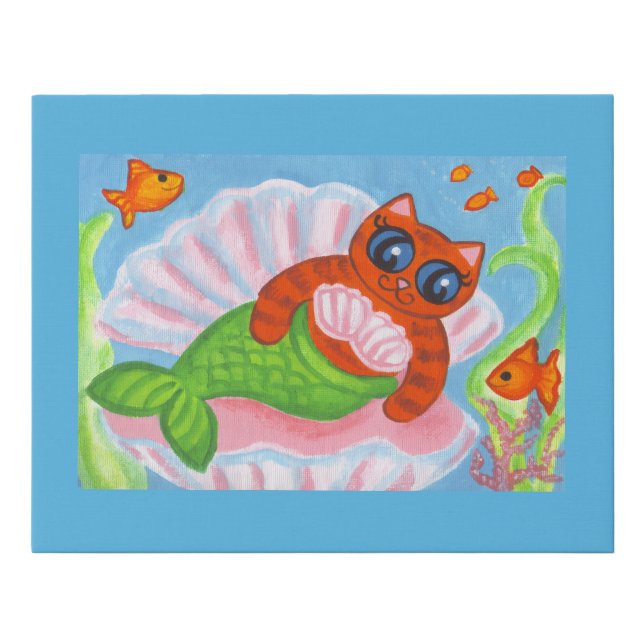 Mermaid Cat Wall Art Print  (Front)