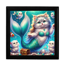 “Mermaid Cat with Kittens" Keepsake Jewelry