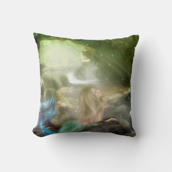 Mermaid Cave Throw Pillow by FantasyPillows at Zazzle
