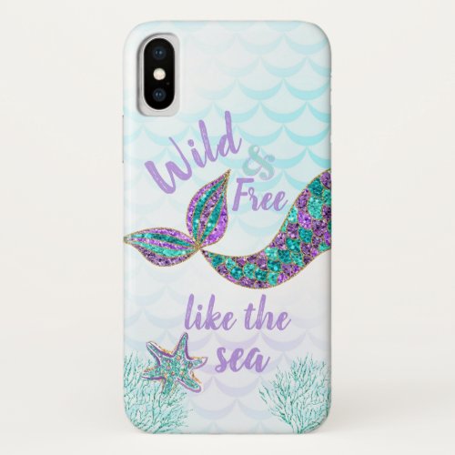 Mermaid cell phone case scales glitter look iPhone x case