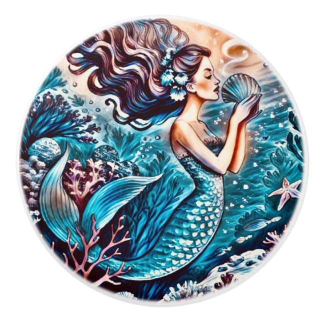 Mermaid ceramic drawer knobs (Front)