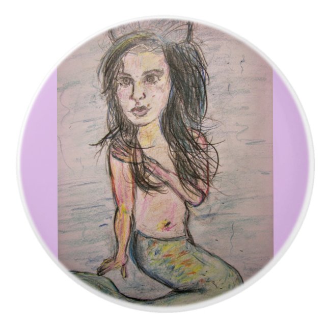 Mermaid Ceramic Knob (Front)