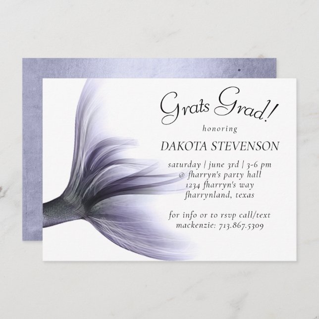 Mermaid Chic | Dusty Lavender Purple Graduation Invitation (Front/Back)