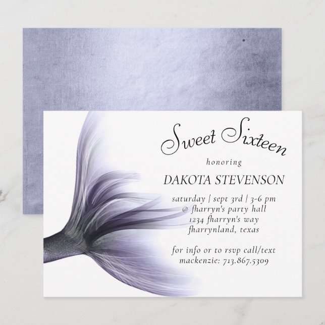 Mermaid Chic | Dusty Lavender Purple Sweet Sixteen Invitation (Front/Back)