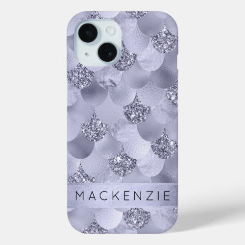 Mermaid Chic Scales  Dusty Lavender Purple Custom iPhone 15 Case