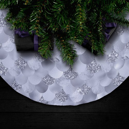 Mermaid Chic Scales  Dusty Lavender Purple Luster Brushed Polyester Tree Skirt