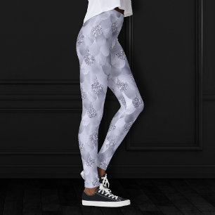 Mermaid Chic Scales   Dusty Lavender Purple Luster Leggings