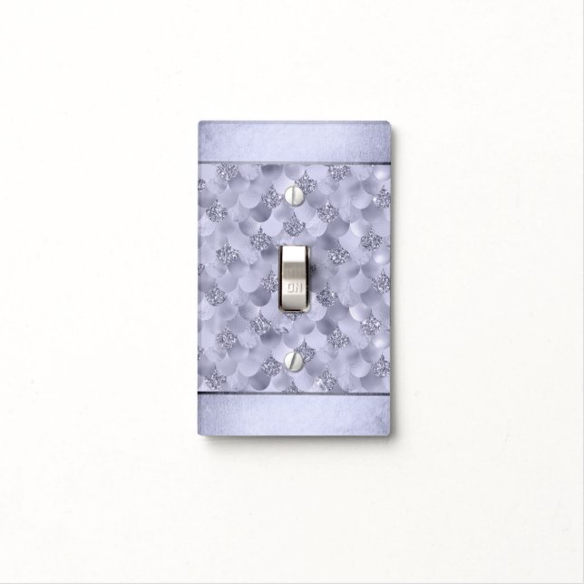 Mermaid Chic Scales | Dusty Lavender Purple Luster Light Switch Cover (In Situ)