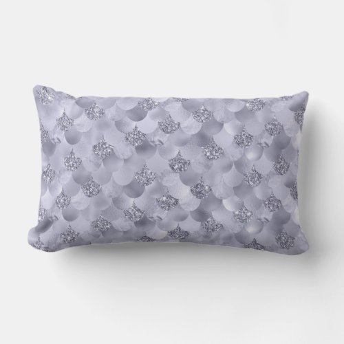 Mermaid Chic Scales  Dusty Lavender Purple Luster Lumbar Pillow