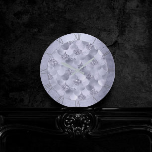Mermaid Chic Scales Dusty Lavender Purple Luster Round Clock