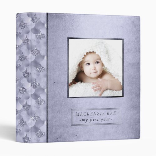 Mermaid Chic Scales  Purple Baby Photo Scrapbook 3 Ring Binder