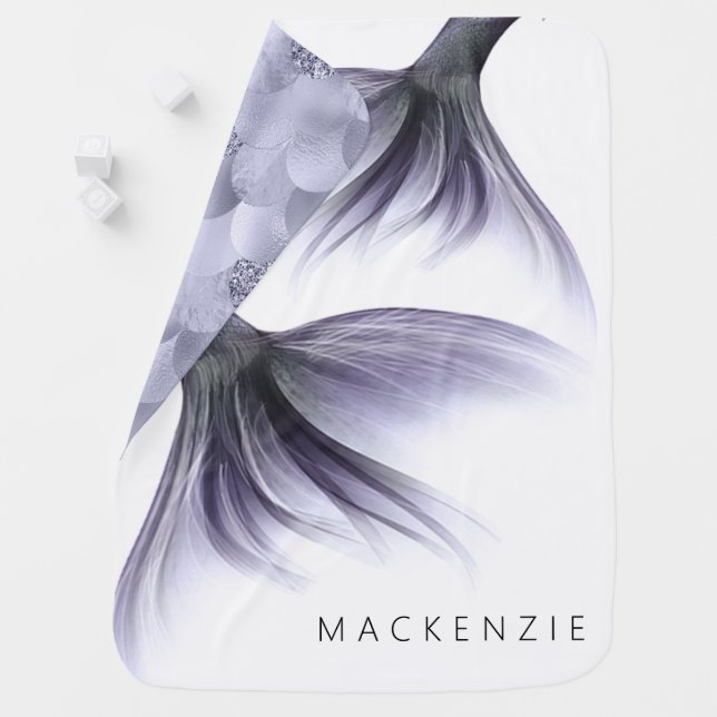 Mermaid Chic Tail | Dusty Lavender Purple Custom Baby Blanket (In Situ)