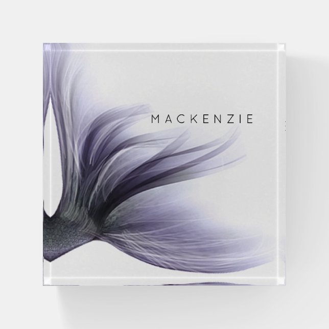Mermaid Chic Tail | Dusty Lavender Purple Custom Paperweight (Front)
