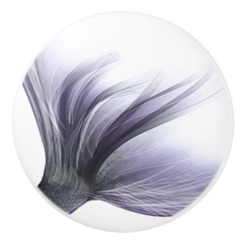 Mermaid Chic Tail  Dusty Lavender Purple Sheen Ceramic Knob