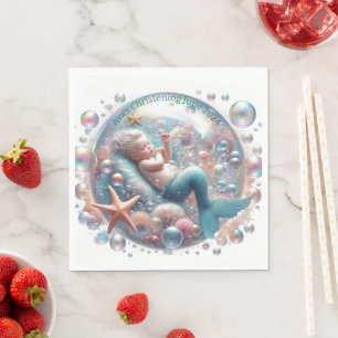 Mermaid Christening Napkins