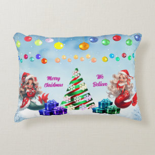 Mermaid Christmas Accent Pillow