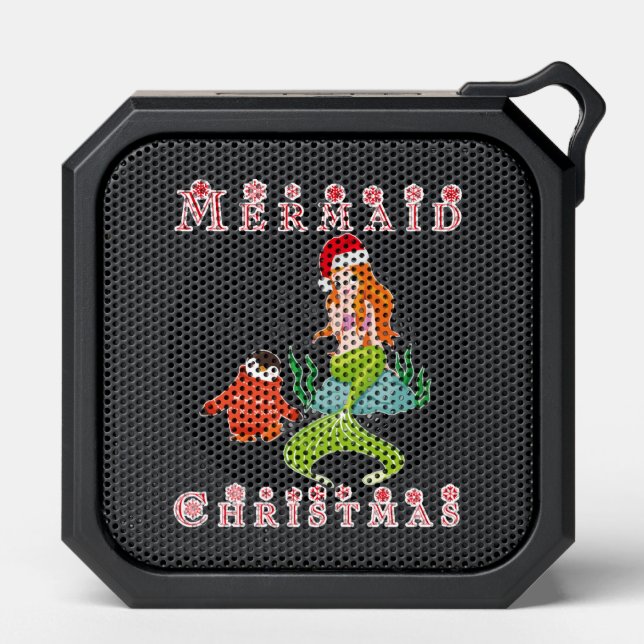 Mermaid Christmas and Funny Penguin Bluetooth Speaker (Front)