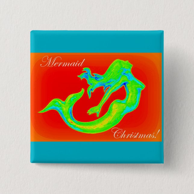 mermaid christmas button (Front)