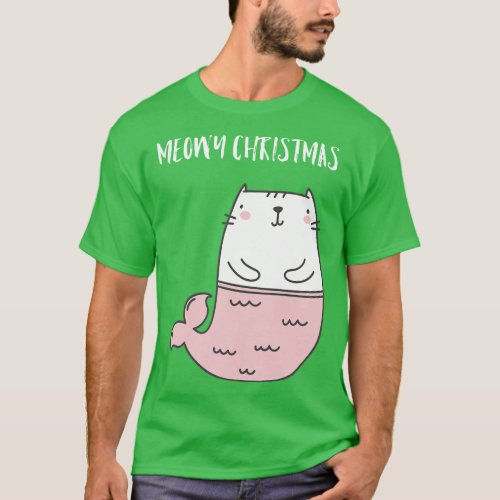 Mermaid Christmas cat T_Shirt