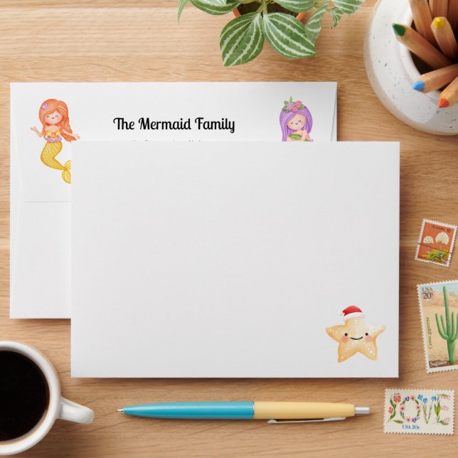 Mermaid Christmas Envelope (Desk)