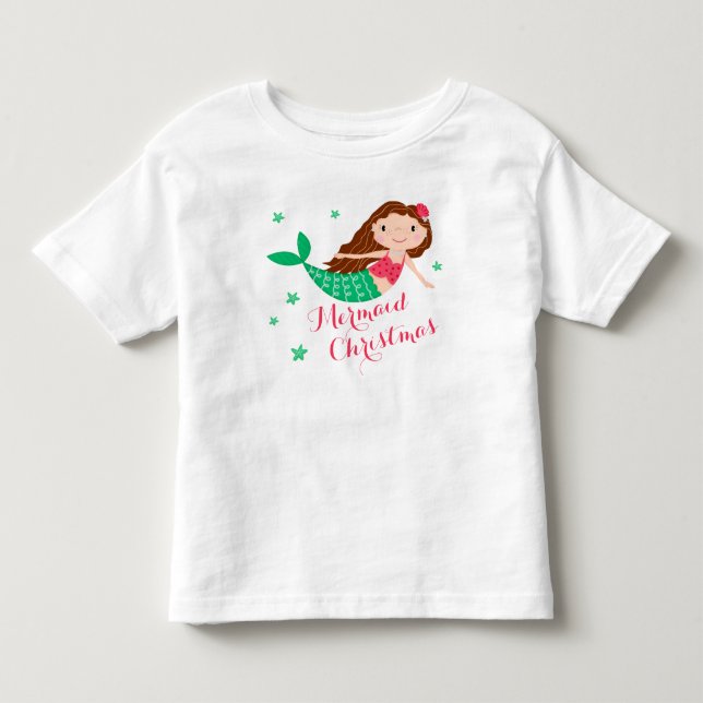Mermaid Christmas Festive Holiday Toddler T-shirt (Front)