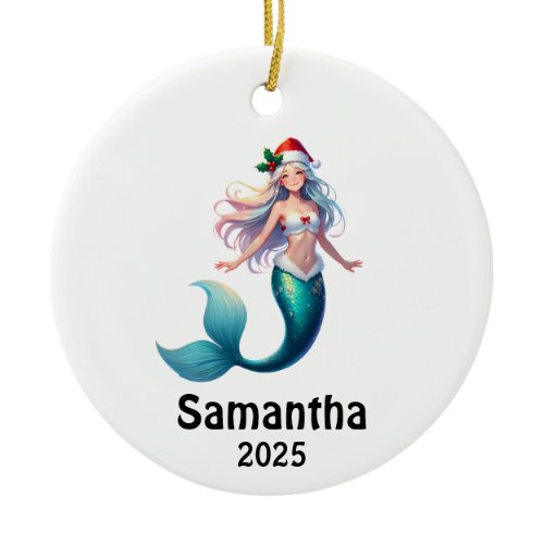 Mermaid Christmas for Kids,  Christmas Gift  Ceramic Ornament