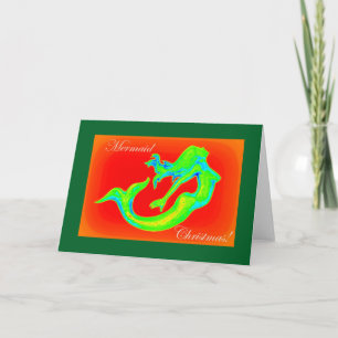mermaid christmas greeting card