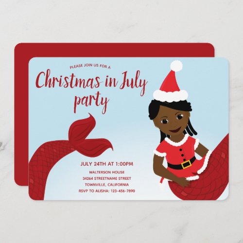 Mermaid Christmas in July Party Invitation