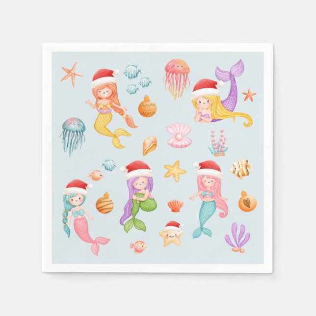 Mermaid Christmas Napkins (Front)