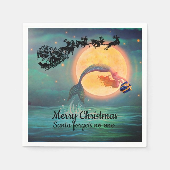 Mermaid Christmas Napkins (Front)