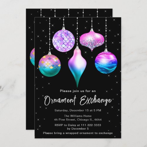 Mermaid Christmas Ornament Exchange Invitation